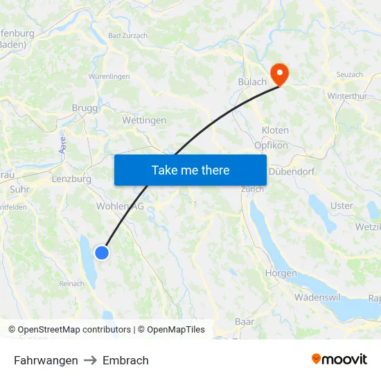 Fahrwangen to Embrach map