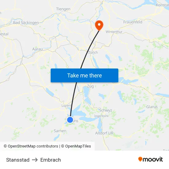 Stansstad to Embrach map