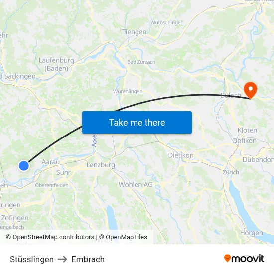 Stüsslingen to Embrach map
