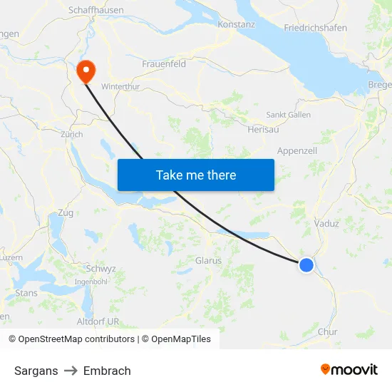 Sargans to Embrach map