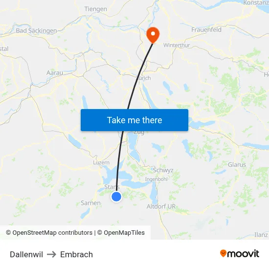 Dallenwil to Embrach map