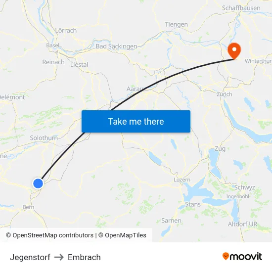 Jegenstorf to Embrach map