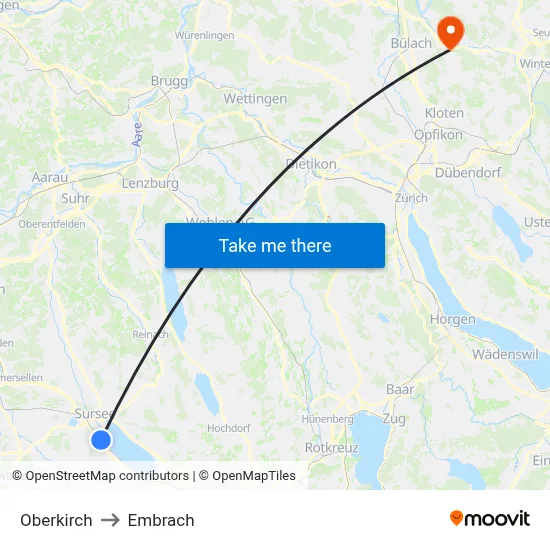 Oberkirch to Embrach map