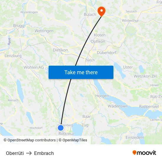 Oberrüti to Embrach map