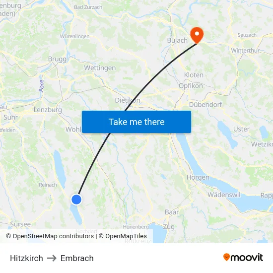 Hitzkirch to Embrach map