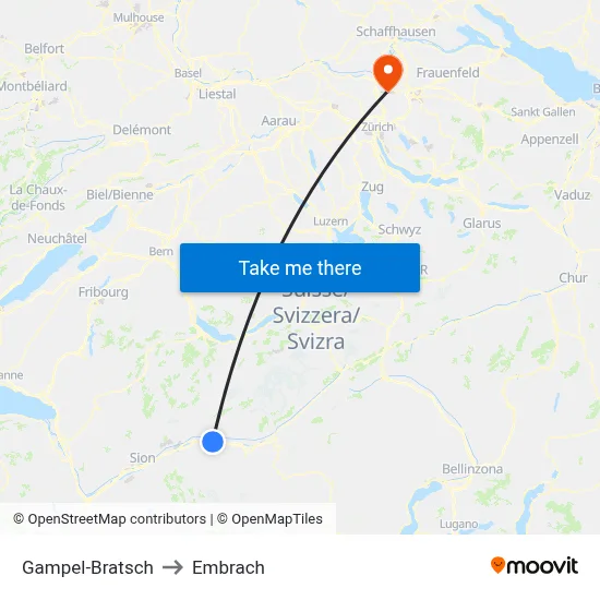Gampel-Bratsch to Embrach map