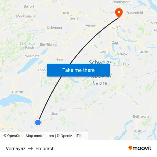 Vernayaz to Embrach map