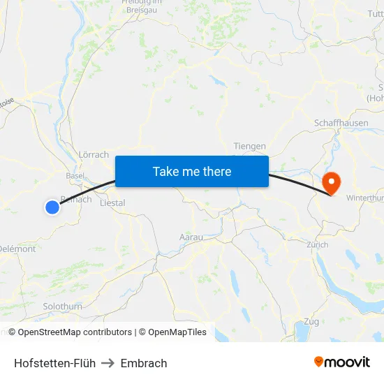 Hofstetten-Flüh to Embrach map
