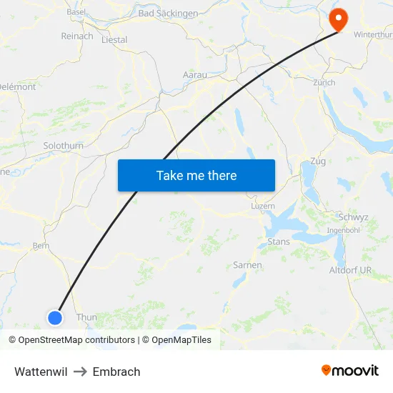 Wattenwil to Embrach map