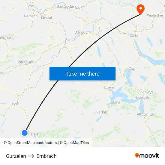 Gurzelen to Embrach map