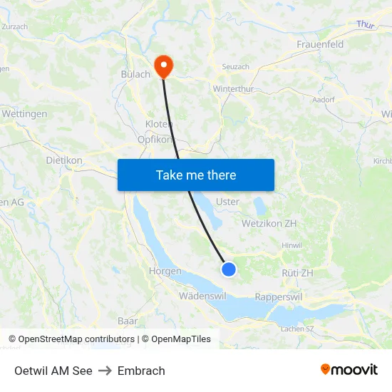 Oetwil AM See to Embrach map
