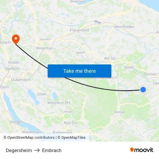 Degersheim to Embrach map