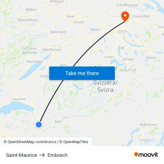 Saint-Maurice to Embrach map