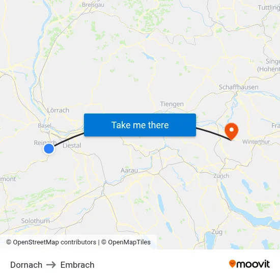 Dornach to Embrach map