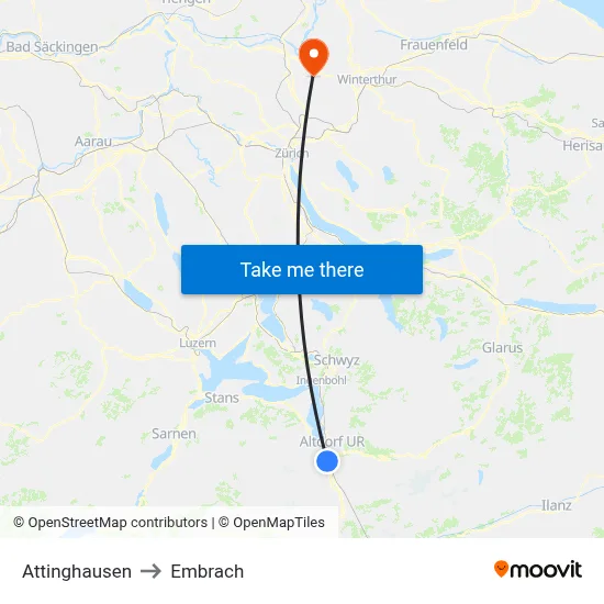 Attinghausen to Embrach map
