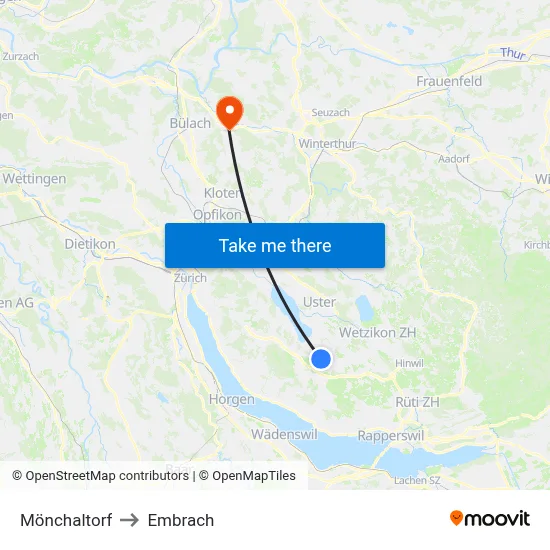 Mönchaltorf to Embrach map