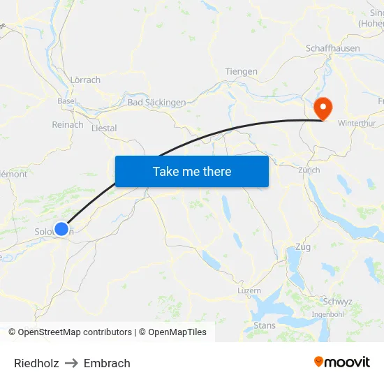 Riedholz to Embrach map