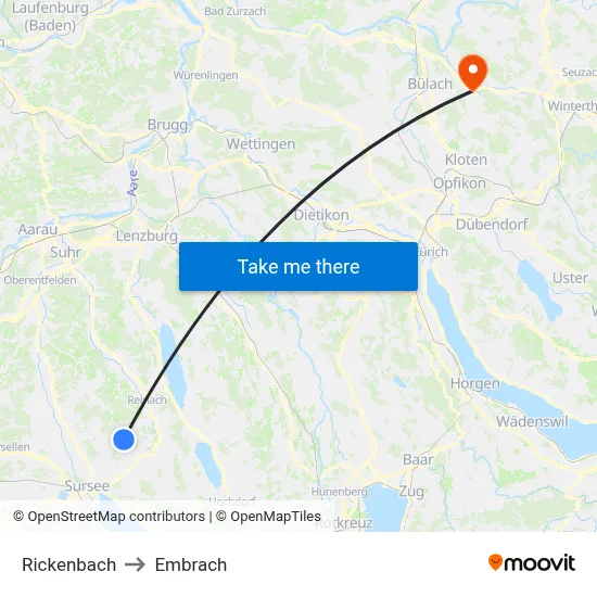 Rickenbach to Embrach map