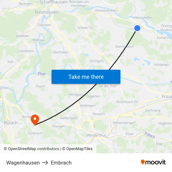 Wagenhausen to Embrach map