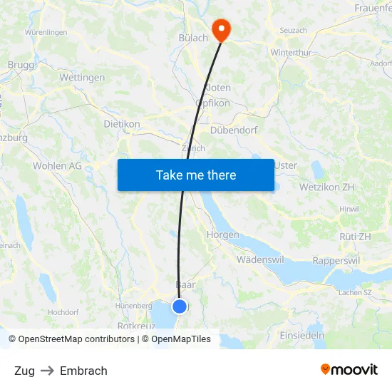 Zug to Embrach map
