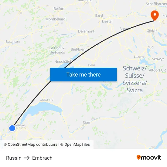 Russin to Embrach map