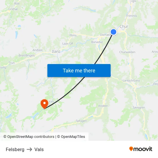 Felsberg to Vals map