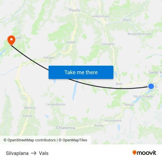 Silvaplana to Vals map