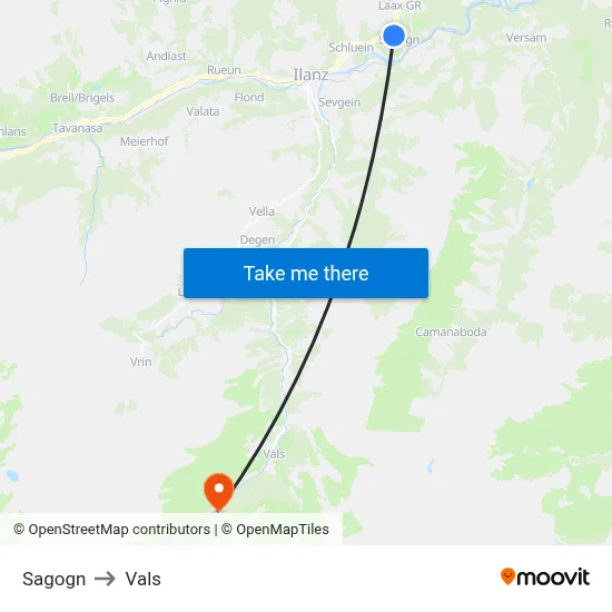 Sagogn to Vals map