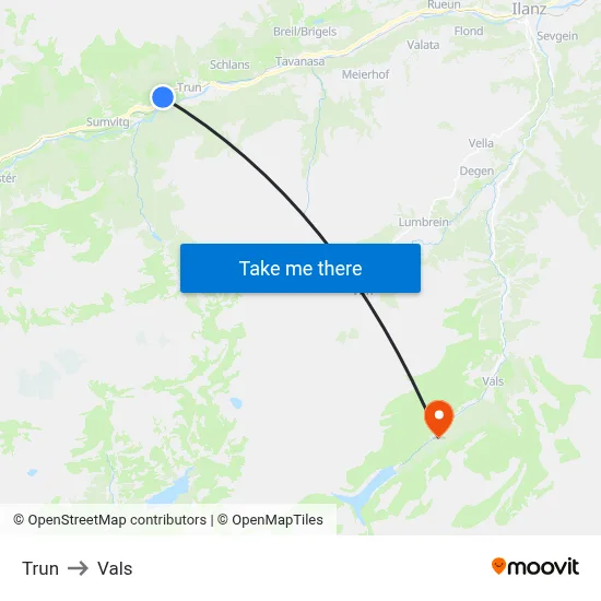 Trun to Vals map