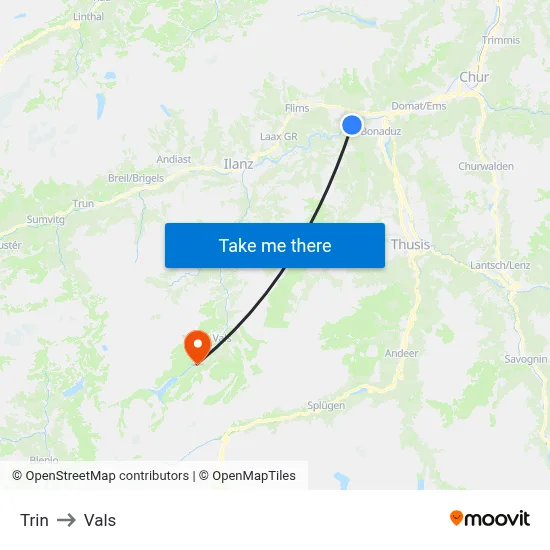 Trin to Vals map