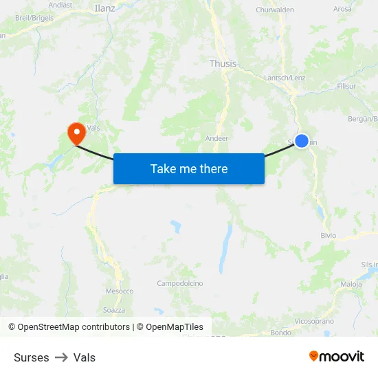 Surses to Vals map