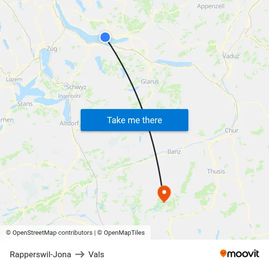Rapperswil-Jona to Vals map