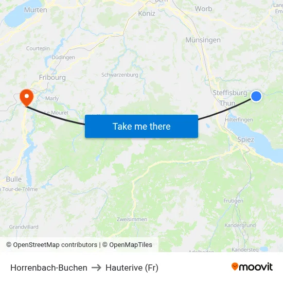 Horrenbach-Buchen to Hauterive (Fr) map
