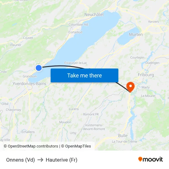 Onnens (Vd) to Hauterive (Fr) map