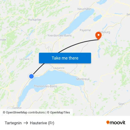Tartegnin to Hauterive (Fr) map