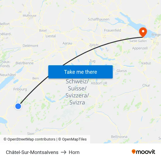 Châtel-Sur-Montsalvens to Horn map