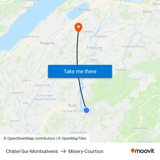 Châtel-Sur-Montsalvens to Misery-Courtion map