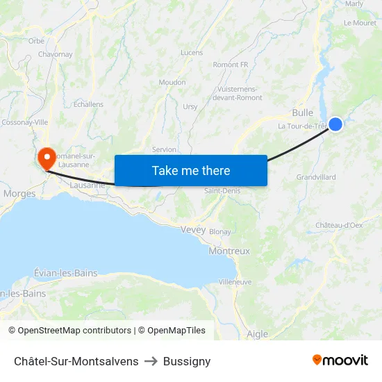 Châtel-Sur-Montsalvens to Bussigny map