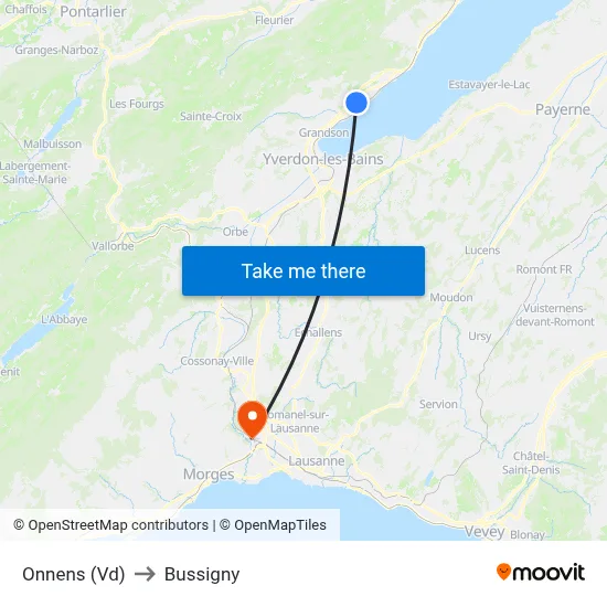 Onnens (Vd) to Bussigny map