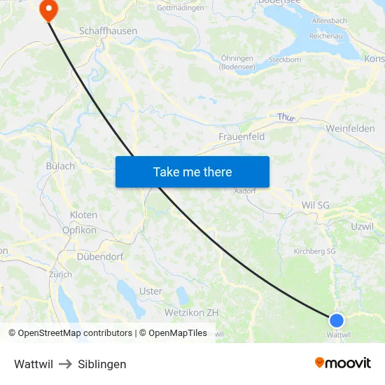 Wattwil to Siblingen map