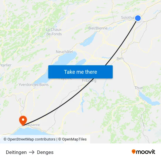 Deitingen to Denges map