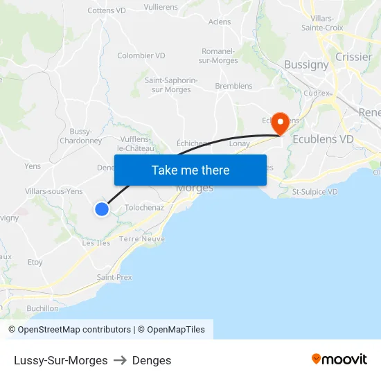 Lussy-Sur-Morges to Denges map