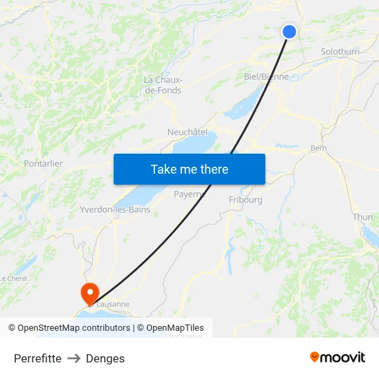 Perrefitte to Denges map