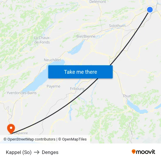 Kappel (So) to Denges map