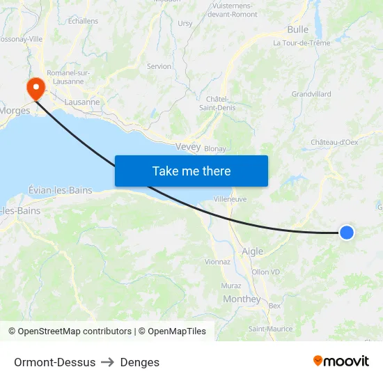 Ormont-Dessus to Denges map
