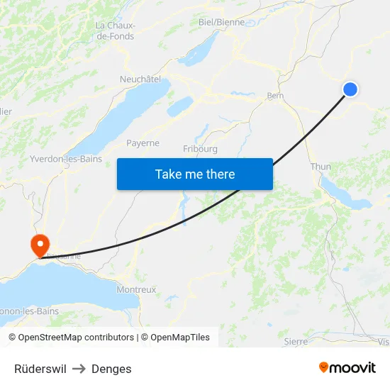 Rüderswil to Denges map