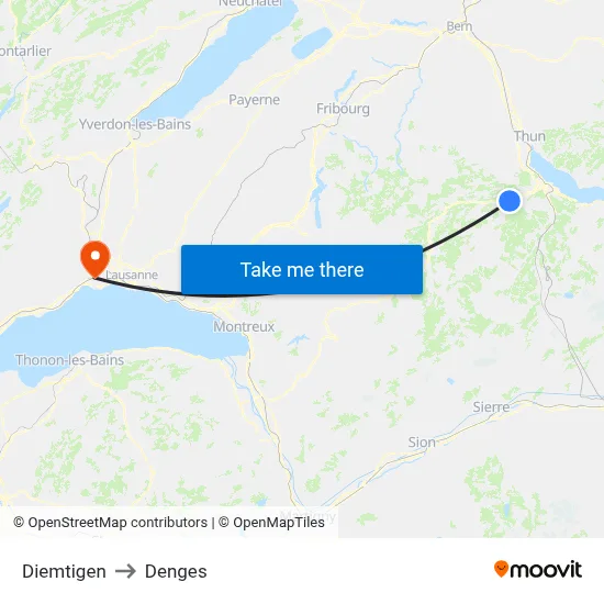 Diemtigen to Denges map