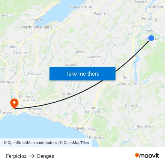 Ferpicloz to Denges map