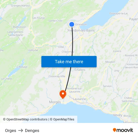 Orges to Denges map