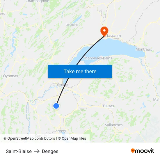 Saint-Blaise to Denges map